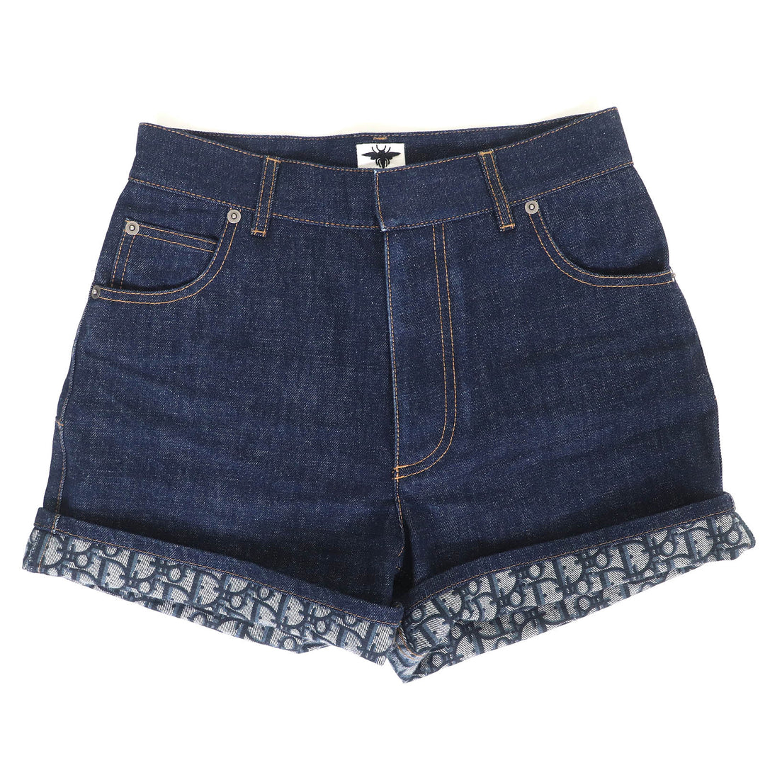 Excellent Christian Dior Shorts Oblique lining, logo patch, denim 36 512P44A3426