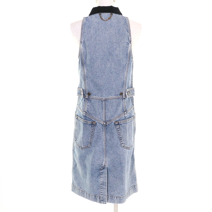 Pristine LOUIS VUITTON one piece Velvet Accent Denim Dress Indigo 38 RW241WJ