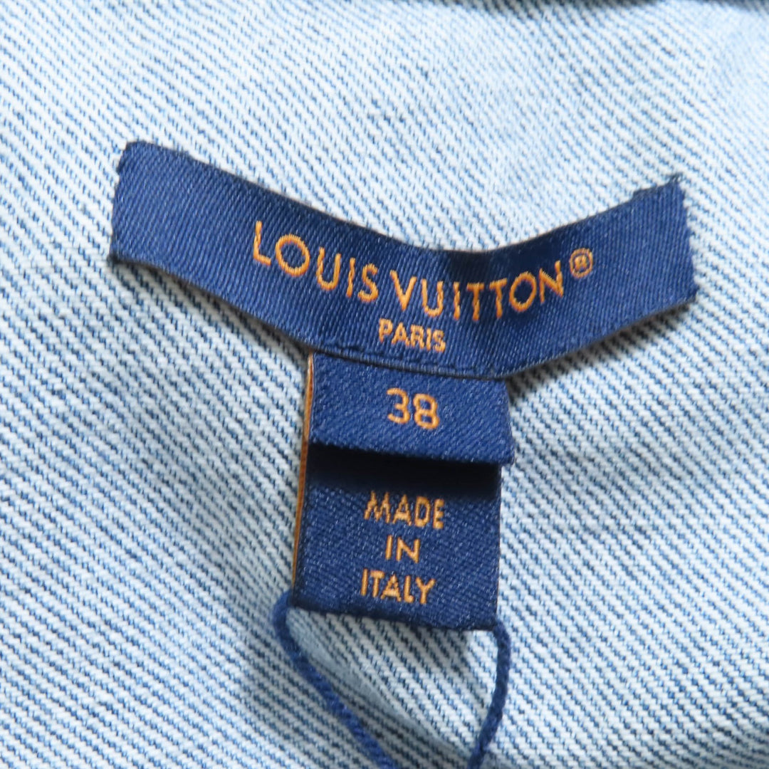 Pristine LOUIS VUITTON one piece Velvet Accent Denim Dress Indigo 38 RW241WJ