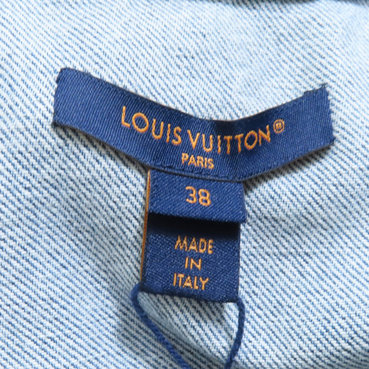 Pristine LOUIS VUITTON one piece Velvet Accent Denim Dress Indigo 38 RW241WJ