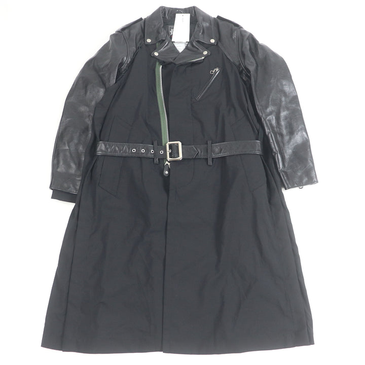 Sacai Schott coat Leather Suiting Coat Padded rider jacket with docking design