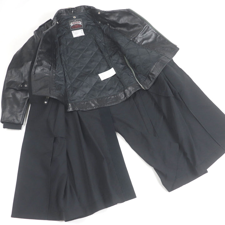 Pristine Sacai Schott coat Leather Suiting Coat Padded rider jacket with black 1