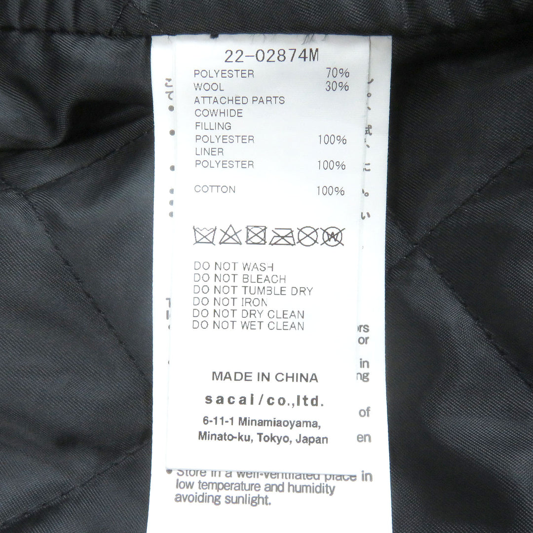 Sacai Schott coat Leather Suiting Coat Padded rider jacket with docking design