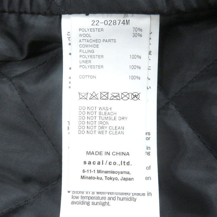 Sacai Schott coat Leather Suiting Coat Padded rider jacket with docking design