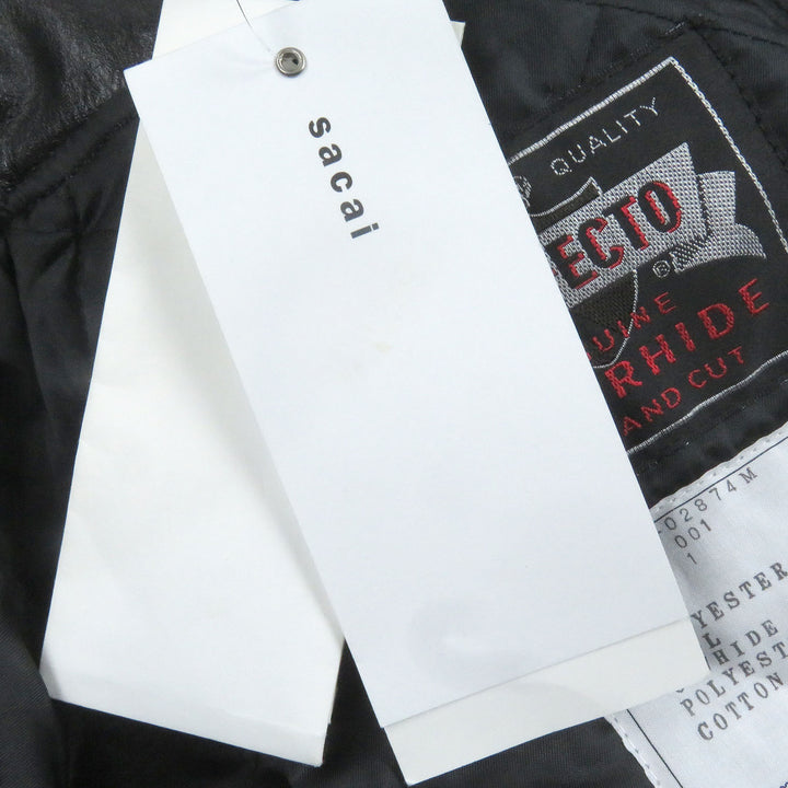 Pristine Sacai Schott coat Leather Suiting Coat Padded rider jacket with black 1