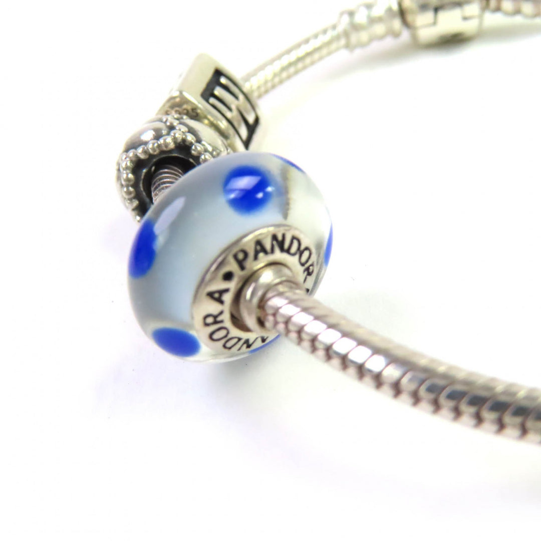 Great PANDORA bracelet Heart motif dot color stone charm 3 pieces Silver SV925 Women