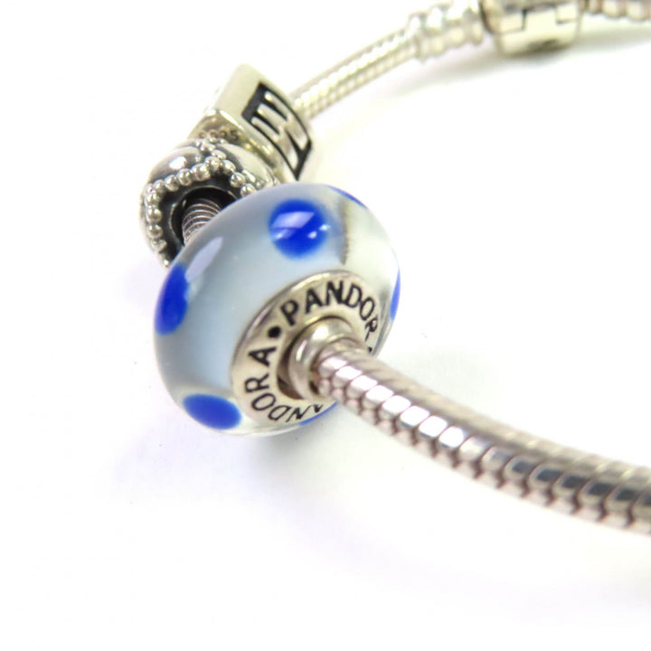 Great PANDORA bracelet Heart motif dot color stone charm 3 pieces Silver SV925 Women