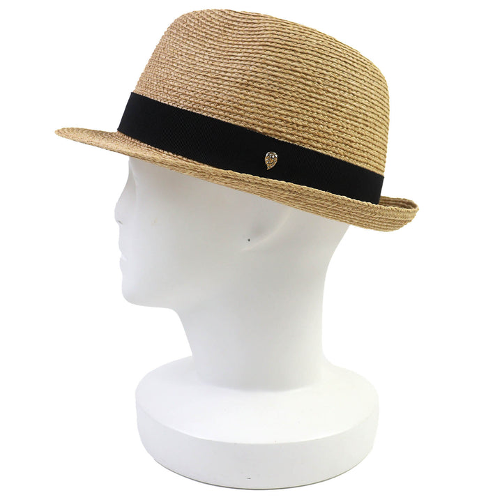 Great HELEN KAMINSKI hat AVARA Logo Metal Grosgrain Ribbon Straw Hat Natural
