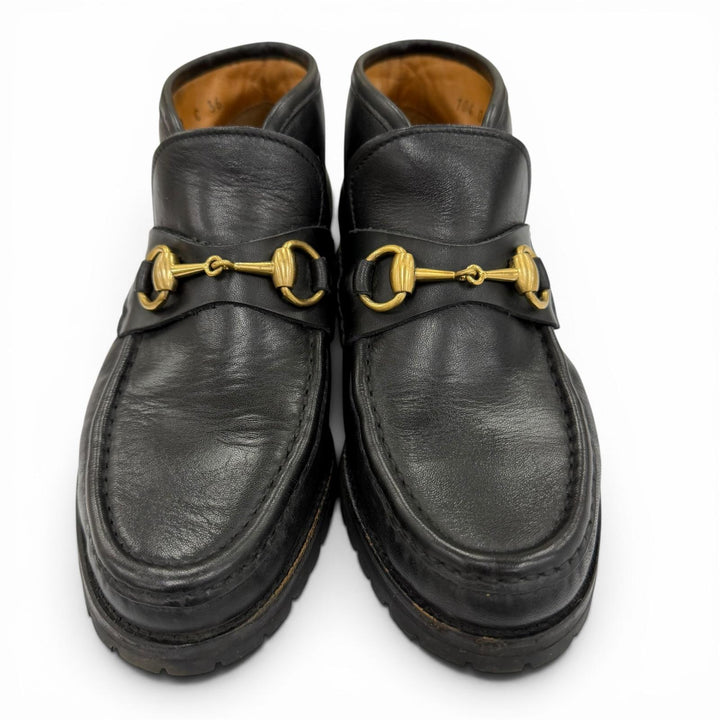 Discounted Great GUCCI Ankle boots horsebit leather black leather Women 36 104 0088