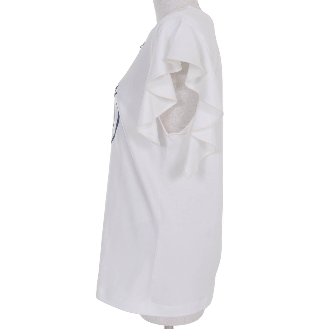 Pristine LOUIS VUITTON tops LV logo ruffle white cotton Women L