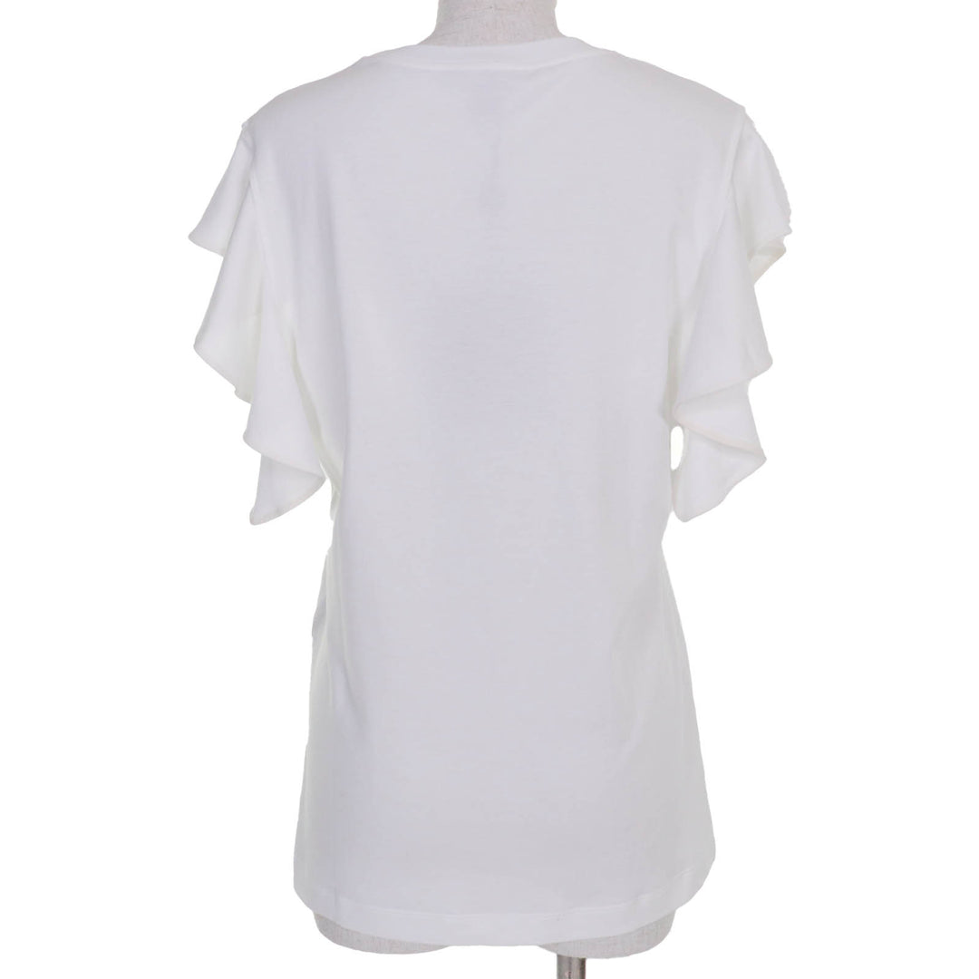 Pristine LOUIS VUITTON tops LV logo ruffle white cotton Women L