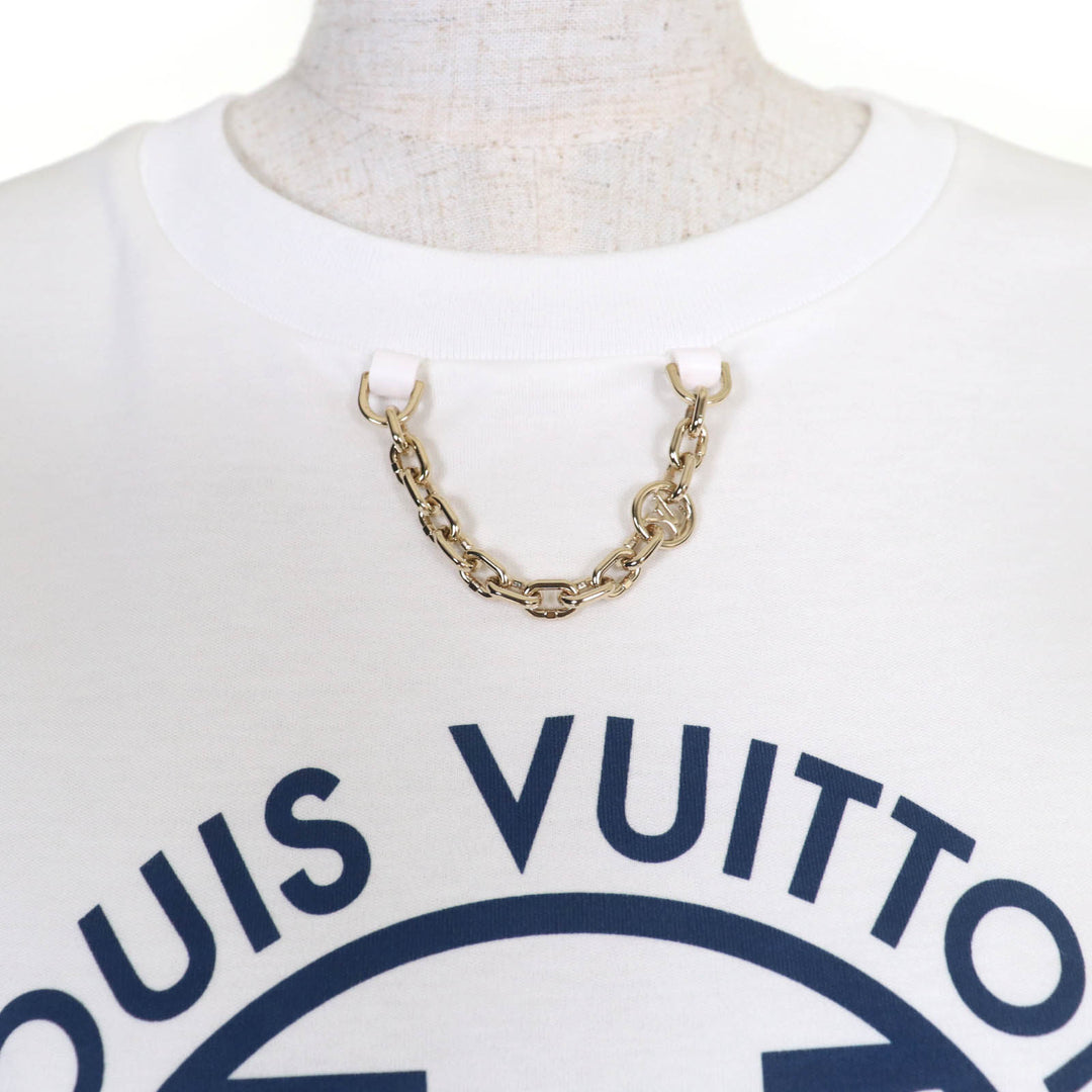 Pristine LOUIS VUITTON tops LV logo ruffle white cotton Women L