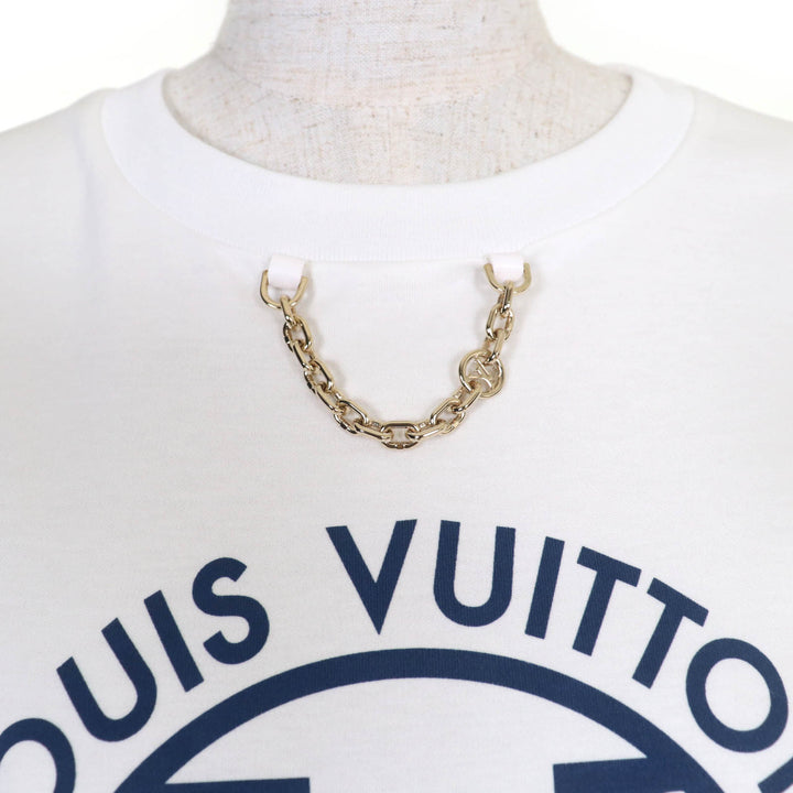 Pristine LOUIS VUITTON tops LV logo ruffle white cotton Women L