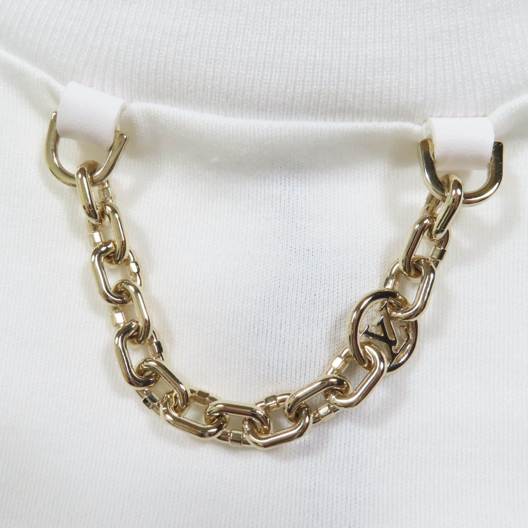 Pristine LOUIS VUITTON tops LV logo ruffle white cotton Women L