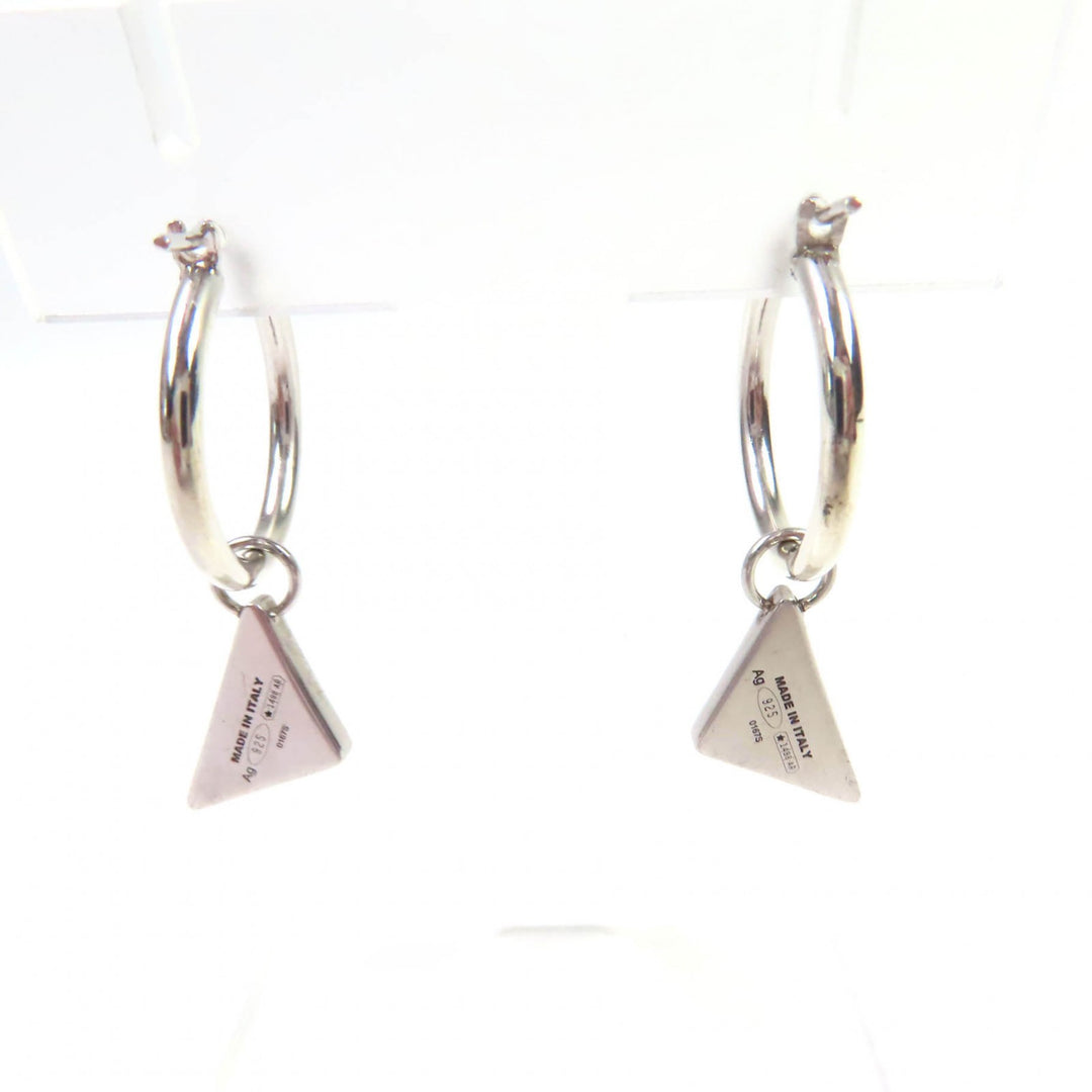 Great PRADA Pierce Symbol Pendant Pierce Black Silver AG925 Women 2JO750