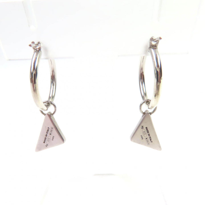 Great PRADA Pierce Symbol Pendant Pierce Black Silver AG925 Women 2JO750