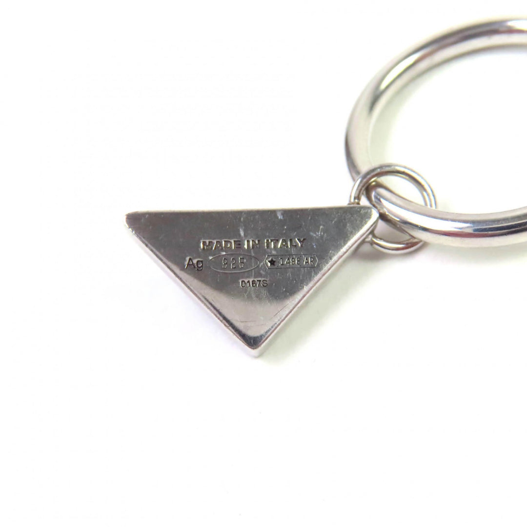 Great PRADA Pierce Symbol Pendant Pierce Black Silver AG925 Women 2JO750