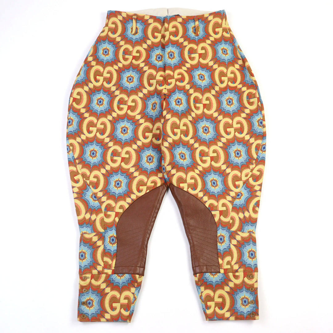Pristine GUCCI Pants GG Kaleidoscope Equestrian-inspired lamb leather 44 675277 Z8ASY