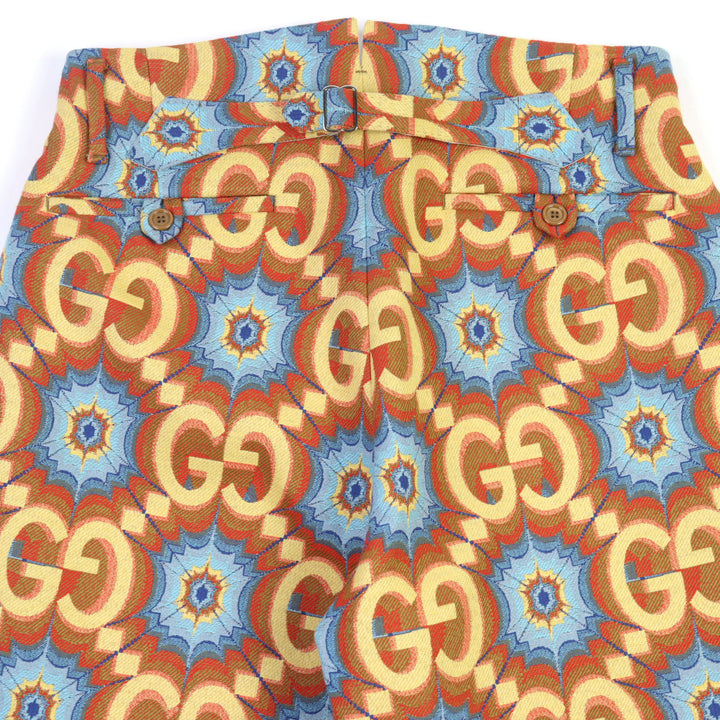 Pristine GUCCI Pants GG Kaleidoscope Equestrian-inspired lamb leather 44 675277 Z8ASY