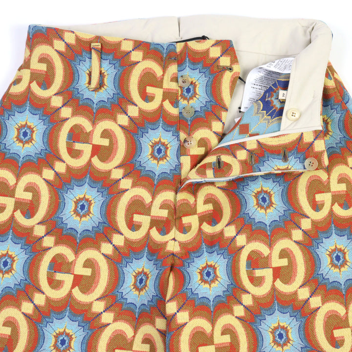 Pristine GUCCI Pants GG Kaleidoscope Equestrian-inspired lamb leather 44 675277 Z8ASY