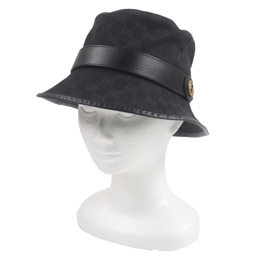 Excellent GUCCI hat black polyester mens M 576587