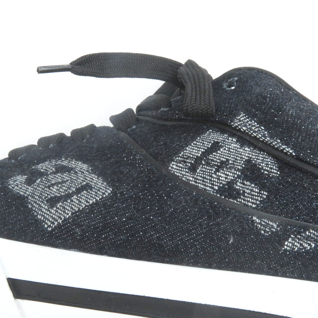 Excellent DOLCE&GABBANA Low cut sneakers Black tag DG logo all-over denim Indigo blue