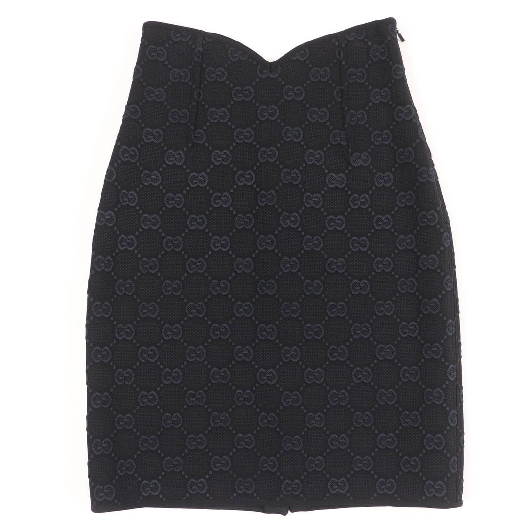 Excellent GUCCI skirt GG Viscose Crepe black Rayon Women XS 747361