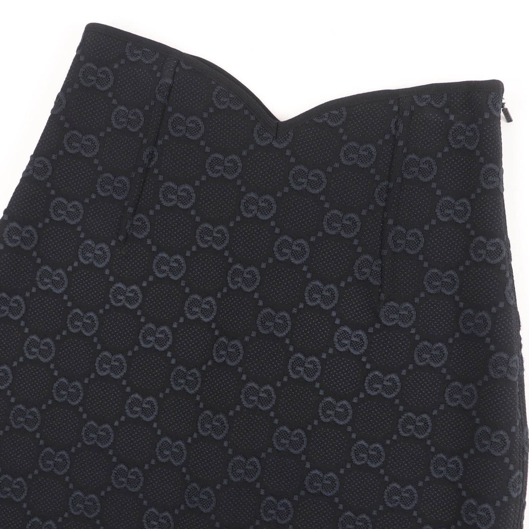Excellent GUCCI skirt GG Viscose Crepe black Rayon Women XS 747361