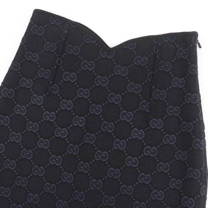 Excellent GUCCI skirt GG Viscose Crepe black Rayon Women XS 747361