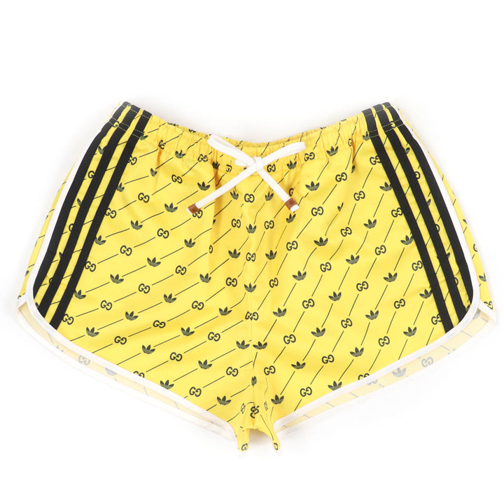 新品 GUCCI×adidas ショートパンツ インターロッキングG イエロー ポリエステル レディース M 693439