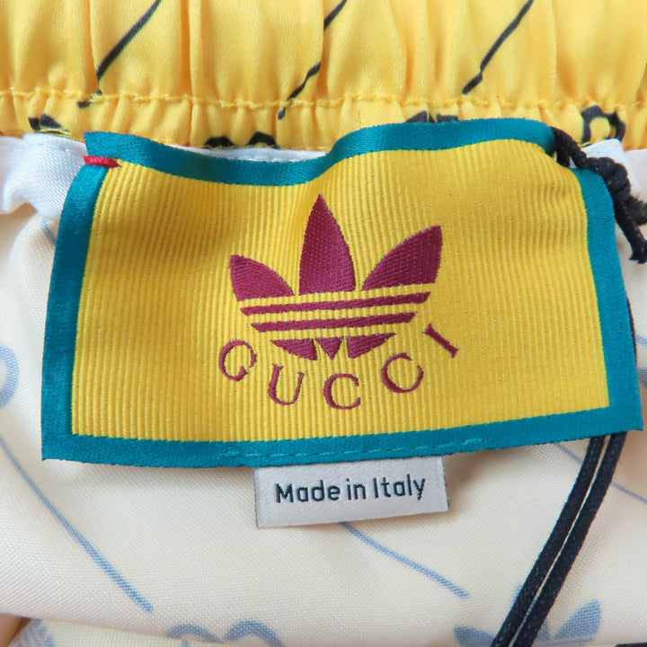 新品 GUCCI×adidas ショートパンツ インターロッキングG イエロー ポリエステル レディース M 693439