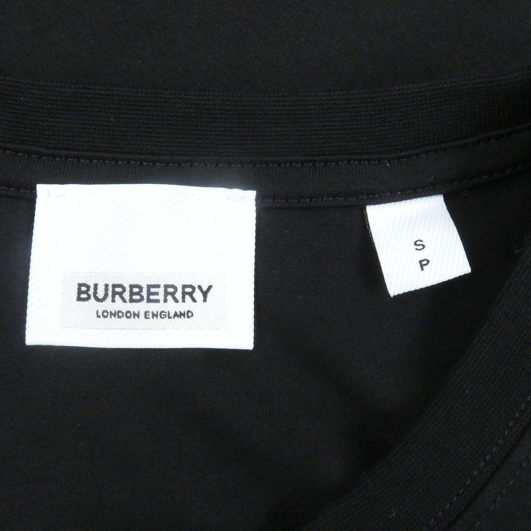 素晴らしいBURBERRY半袖Tシャツロゴ刺繍クルーネックブラック