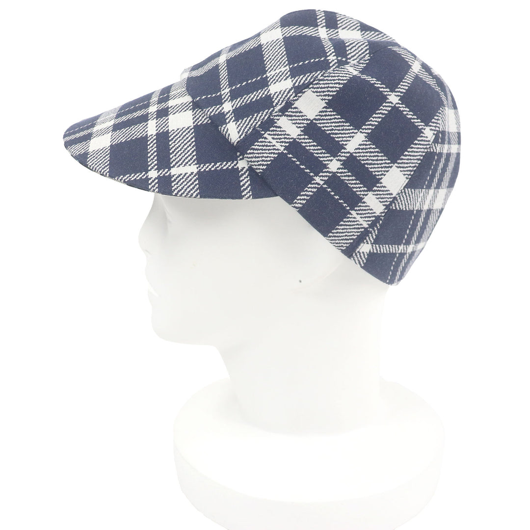 Excellent Christian Dior cap Check Pattern Oblique Reverse Baseball Hat Navy