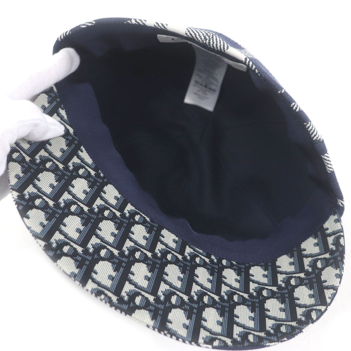 Excellent Christian Dior cap Check Pattern Oblique Reverse Baseball Hat Navy