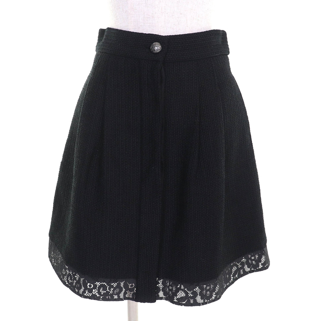 Excellent CHANEL two-piece set COCO Button tweed collarless jacket and skirt