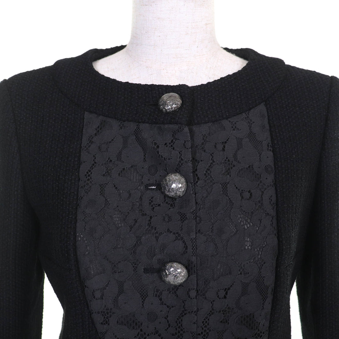 Excellent CHANEL two-piece set COCO Button tweed collarless jacket and skirt