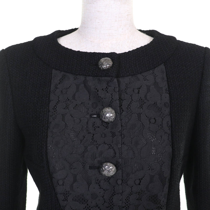 Excellent CHANEL two-piece set COCO Button tweed collarless jacket and skirt