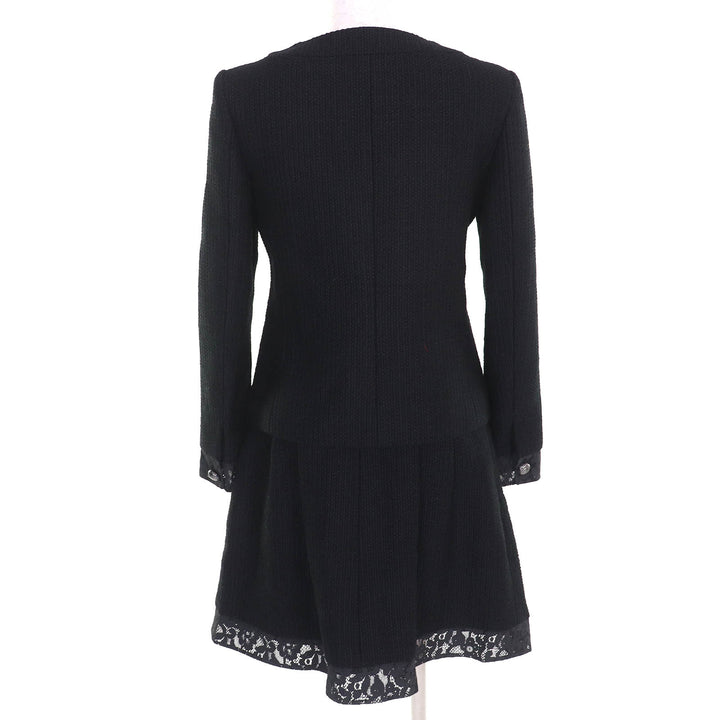 Excellent CHANEL two-piece set COCO Button tweed collarless jacket and skirt