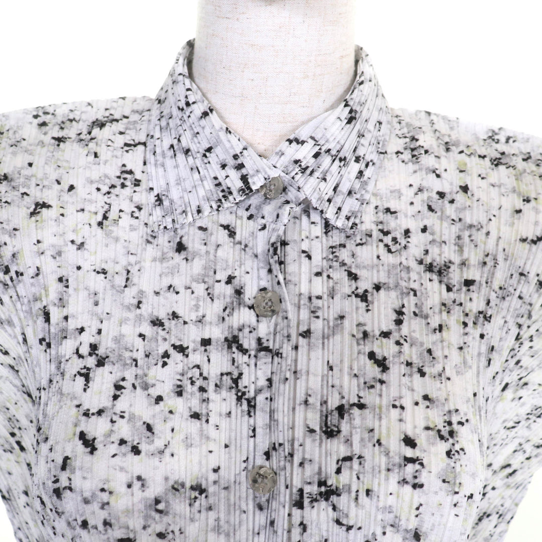 PLEATS PLEASE ブラウス ホワイト ブラック ポリエステル レディース 3 PP71-JJ203 美品
