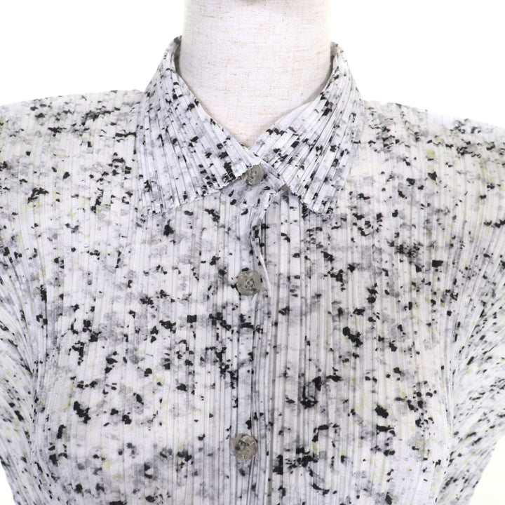 PLEATS PLEASE ブラウス ホワイト ブラック ポリエステル レディース 3 PP71-JJ203 美品