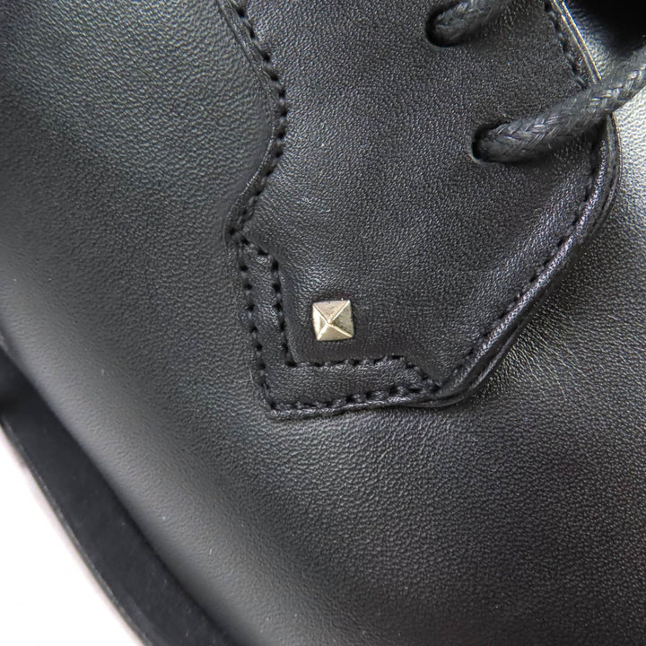 新品 Valentino Garavani レザーシューズ ロックスタッズ レースアップ ブラックレザー レディース 37