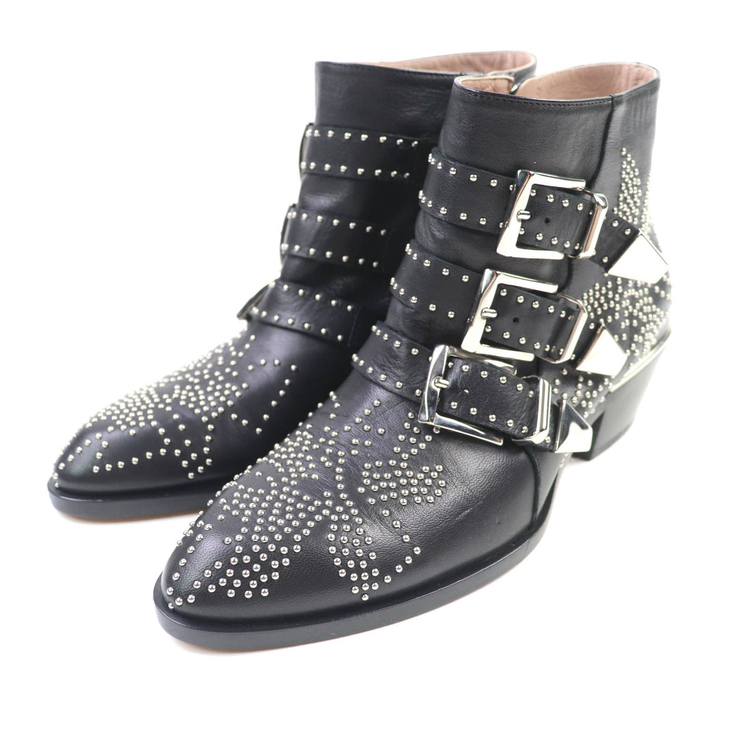 クロエ アンクルブーツ SUSANNA ブラックレザー レディース 35 新品