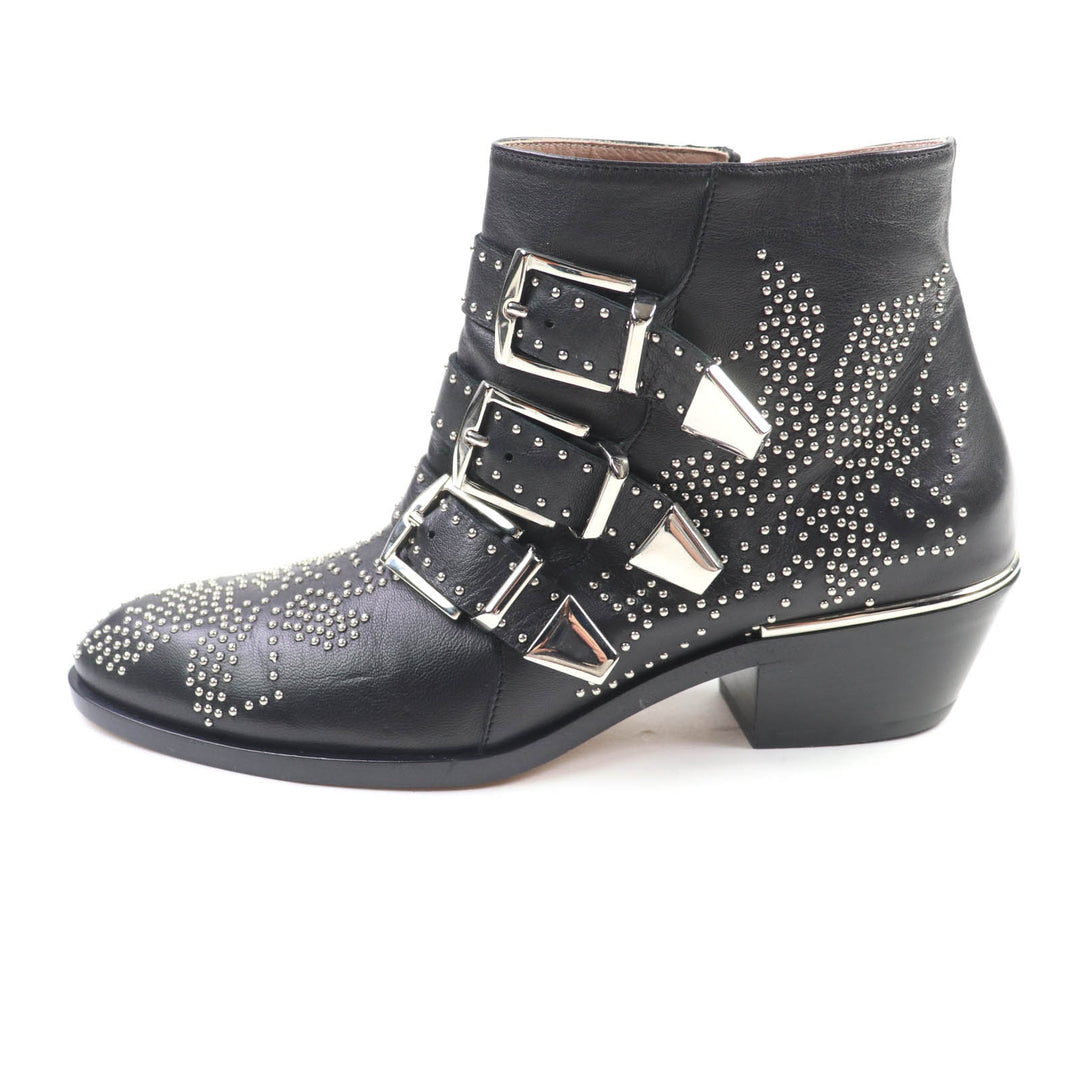 クロエ アンクルブーツ SUSANNA ブラックレザー レディース 35 新品