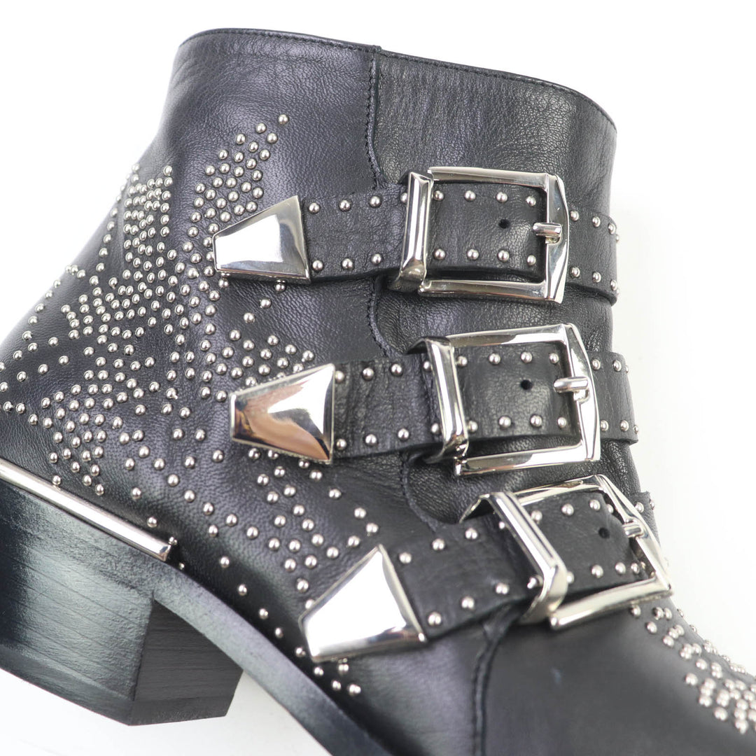 クロエ アンクルブーツ SUSANNA ブラックレザー レディース 35 新品