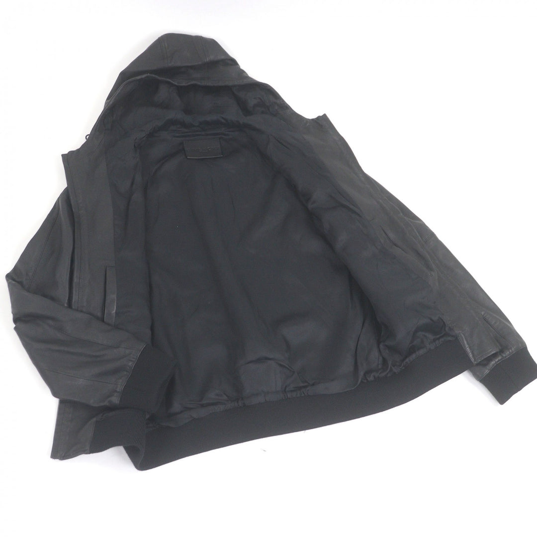 非常に良い GIVENCHY ブルゾン ロゴプリント パーカー ブラック ラムレザー 48 BM00K360DH