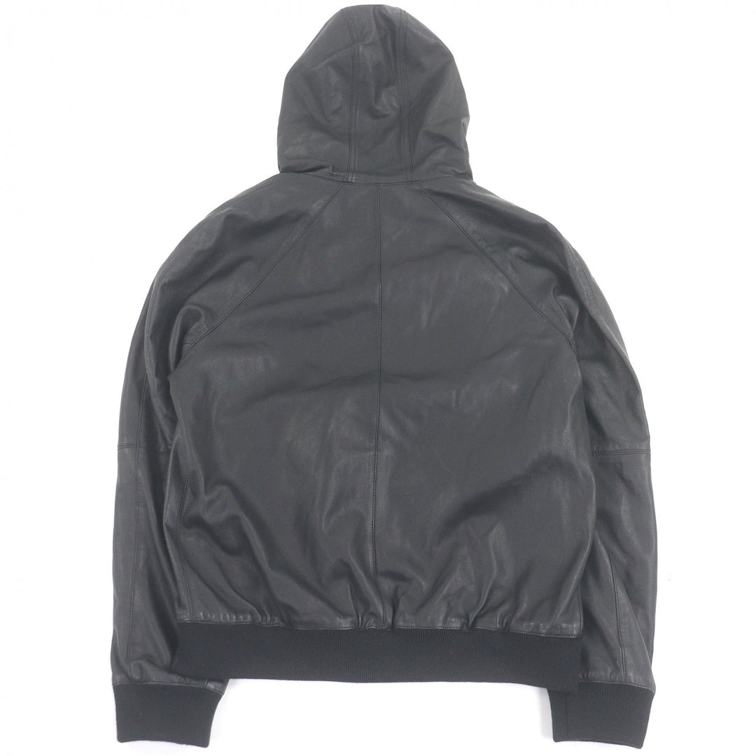 非常に良い GIVENCHY ブルゾン ロゴプリント パーカー ブラック ラムレザー 48 BM00K360DH