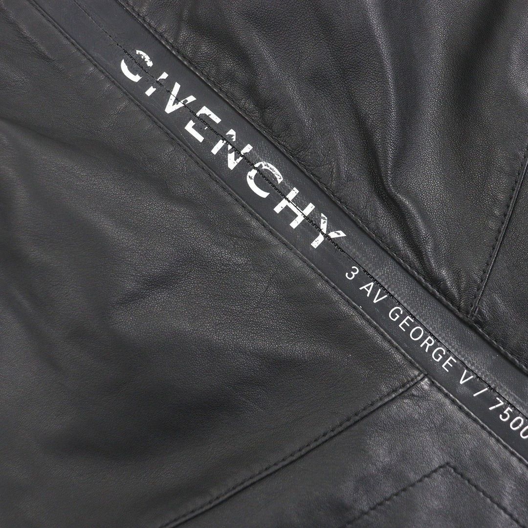 非常に良い GIVENCHY ブルゾン ロゴプリント パーカー ブラック ラムレザー 48 BM00K360DH