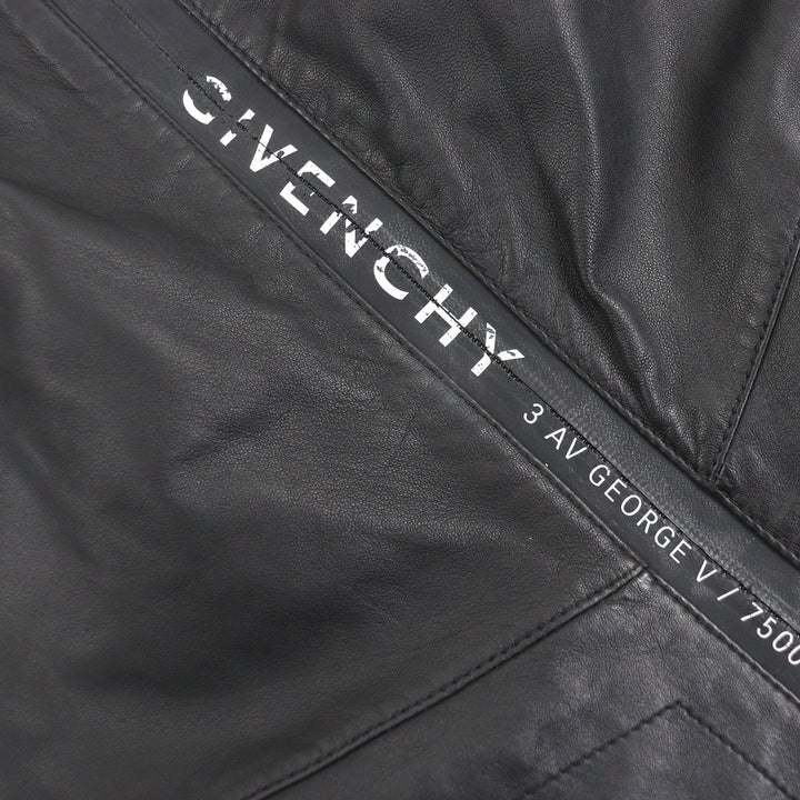 非常に良い GIVENCHY ブルゾン ロゴプリント パーカー ブラック ラムレザー 48 BM00K360DH