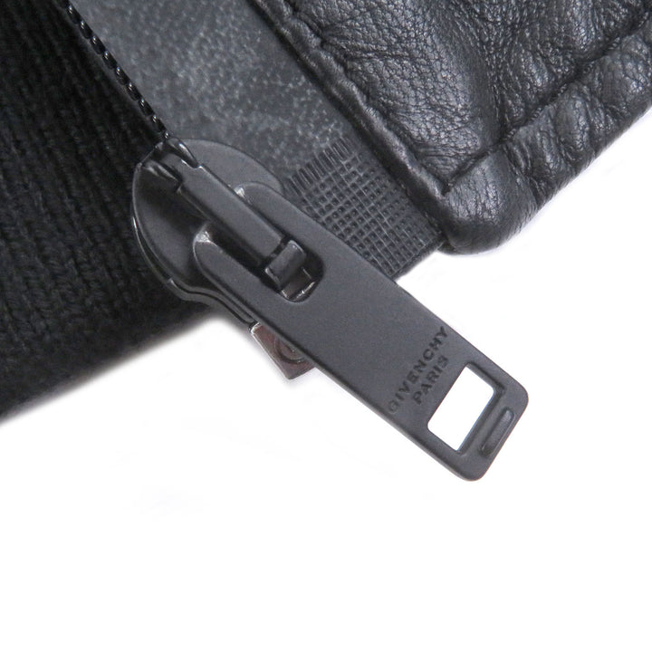 非常に良い GIVENCHY ブルゾン ロゴプリント パーカー ブラック ラムレザー 48 BM00K360DH
