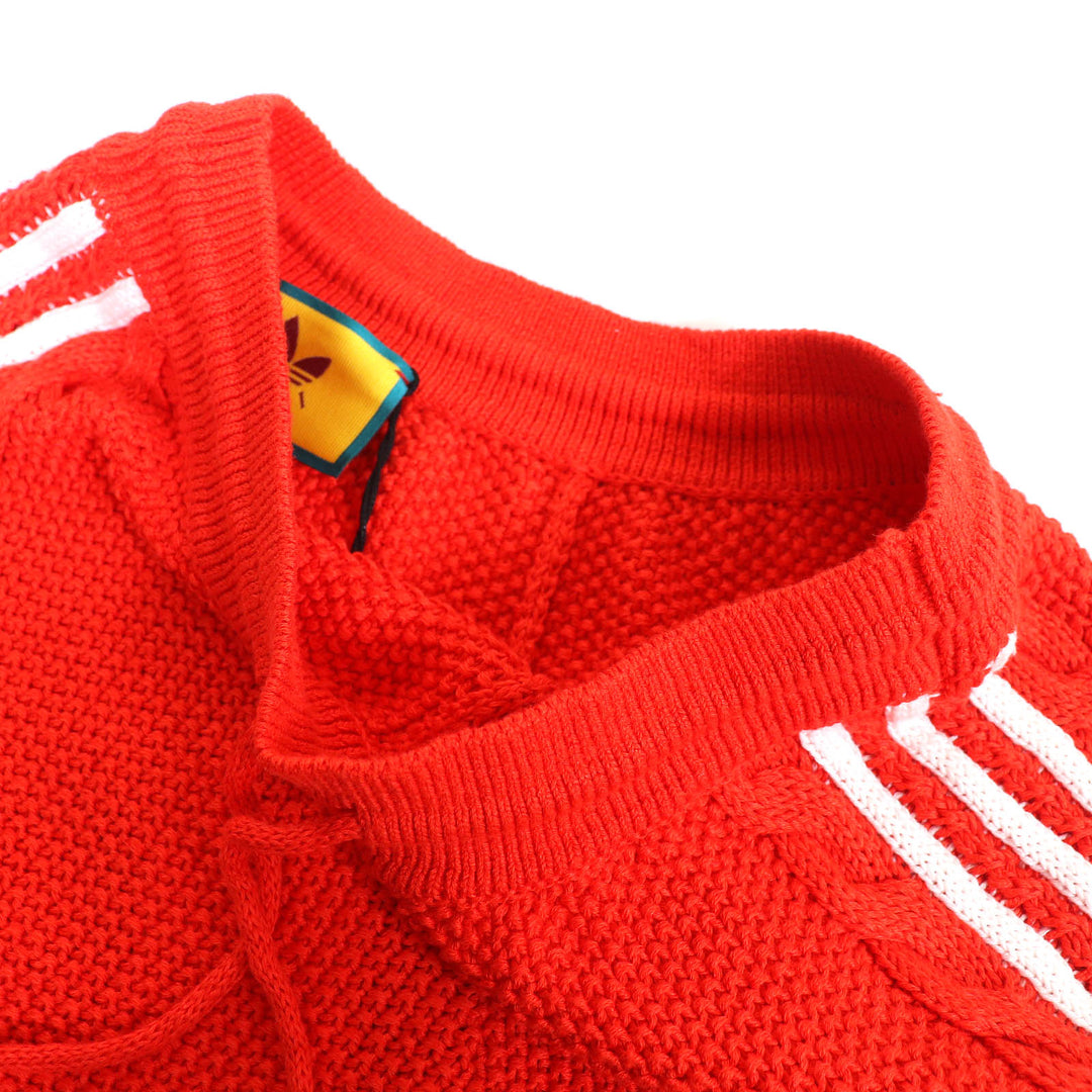 新品 GUCCI×adidas ショートパンツ トレフォイル刺繍ニット レッドリネン レディース L 693835